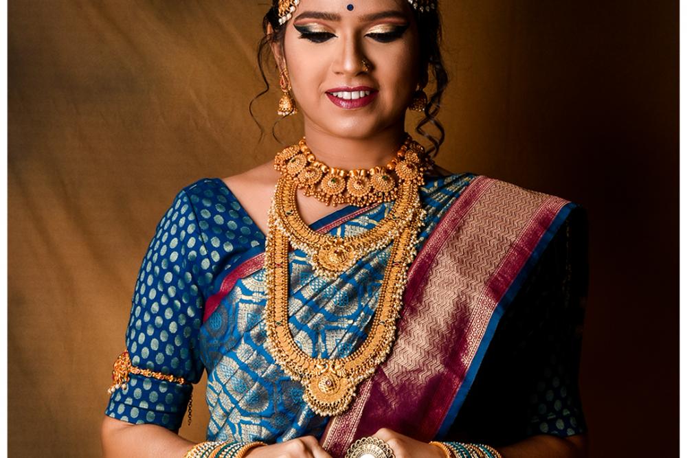 Treat your makeup like jewelry for the face. Play with colors, shapes, structure—it can transform you. South bridal Make-up was done by Tejal mishra  a student of ISAS.. 